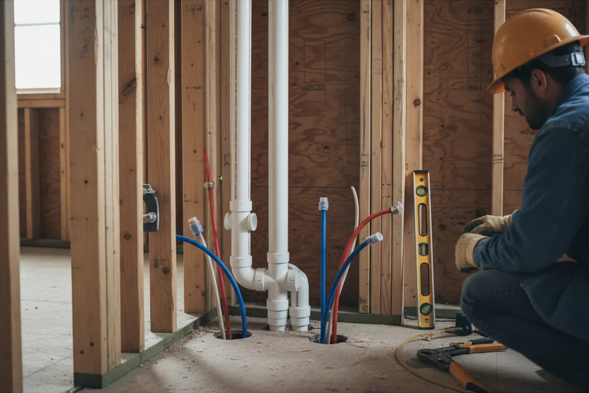 Drain and supply rough-in during Drain Cleaning in Buena Vista